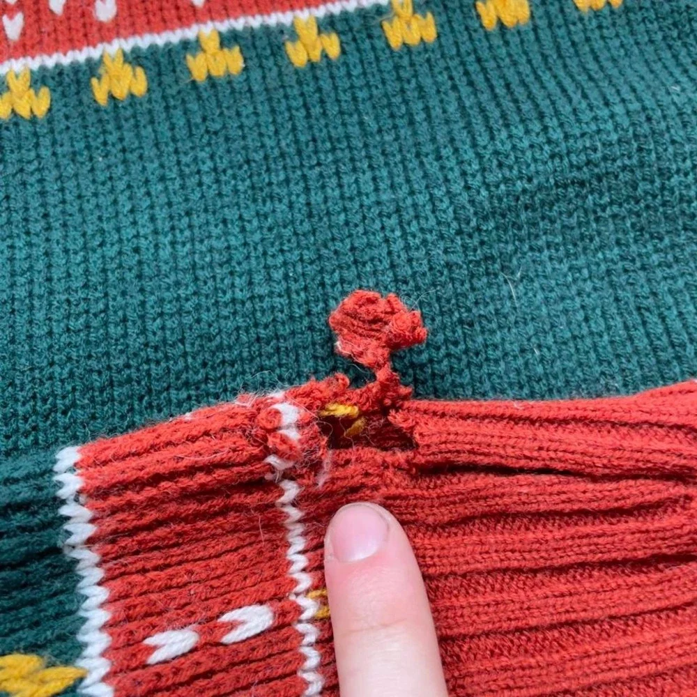 VTG VTG 70s 80s JCPenney Mens Shop knit nordic ski pattern sweater‎ L green - Picture 5 of 5